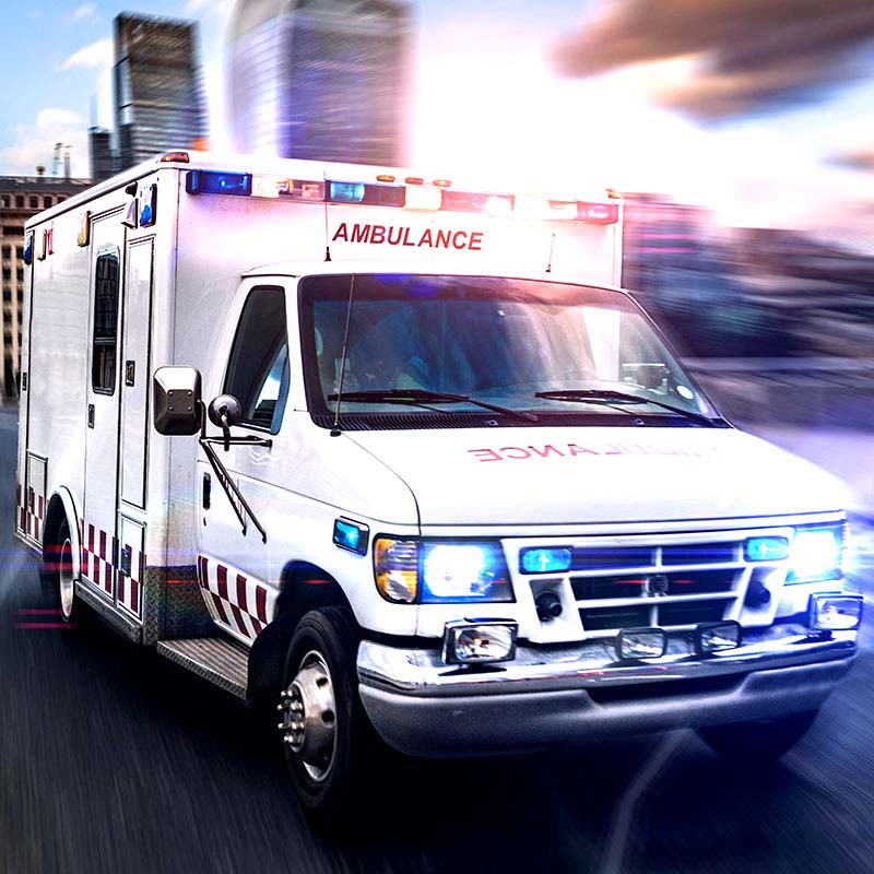ambulance with lights on
