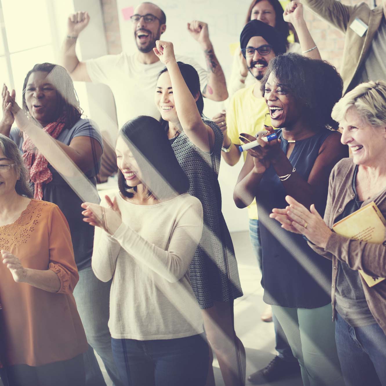 group of people celebrating